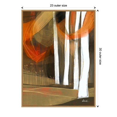 Ethereal Fall Forest Abstract Watercolor Framed Canvas Art