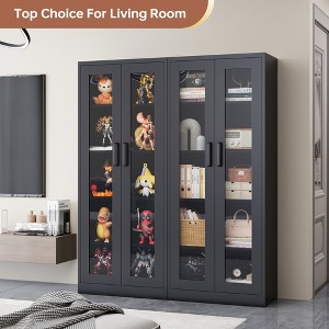 Mlezan Display Cabinet: Glass Doors, 4 Adjustable Shelves, Locking Case. Ideal for Home, Office, or Clinic. Assembly Required. - 1 of 4