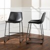 Industrial Faux Leather Counter Stools, Set of 2 - 2 of 4
