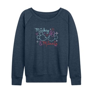 Women's - Disney - Mickey & Minnie Lightweight French Terry Wide Neck Long Sleeve Shirt - 1 of 4