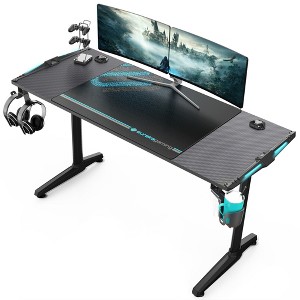 EUREKA ERGONOMIC Gaming Desk with Built-in Accessories,58.27" D x 23.62" W x 31.22" H,Black - 1 of 4