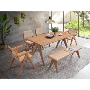 NicBex Natural Finish Outdoor Dining Set 2 Armchairs,2 Armless Chairs with Optional Bench,Rustic Conversation Set for Backyard&Garden - 1 of 4