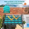 Retractable Outdoor Pergola, Weatherproof Aluminum Frame with Adjustable Blue Canopy & 4 White Curtains, Wood-Look Patio Shelter - 4 of 4