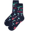 Memoi Women's Candy Canes & Cocktails Holiday Crew Socks Navy 9-11 - 3 of 4