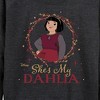 Women's - Disney - She's My Dahlia Lightweight French Terry Wide Neck Long Sleeve Shirt - 2 of 4
