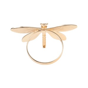 Unique Bargains Napkin Rings Dragonfly-shaped Stainless Steel Green Gold Tone 1 Pc - 1 of 3
