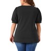 Agnes Orinda Women's Plus Size Puff Short Sleeve Crew Neck Pleated Tunic Blouses - 4 of 4