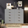 Modern Wooden 48" Tall Fluted 5 Drawer Dresser with Deep Drawers and Wide Top for Bedroom,  Living Room, Hallway, Kids Room - 2 of 4