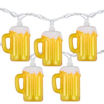 Northlight 10-Count Beer Mug Summer Outdoor Patio String Light Set, 7.25ft White Wire