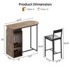 Bar Table and Chairs for 2, Dining Room Table with Double Tier Wine Rack and Glasses Hanging - 2 of 4