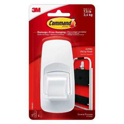 3M Command Jumbo Plastic Hook, White