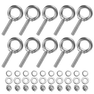 Unique Bargains Stainless Steel Durable Rust-Resistant Eyebolts with Nuts Washers Male Screw for Fastening 10 Pcs - 1 of 4
