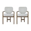 Dining Chairs Set of 2 Upholstered Arm Chairs, Rubber Wood Accent Chairs Beige Fabric Seating, 300 LBS Weight Capacity - 2 of 4