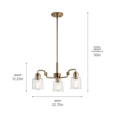 Aivian Weathered Brass 23" 3-Light Mini Chandelier