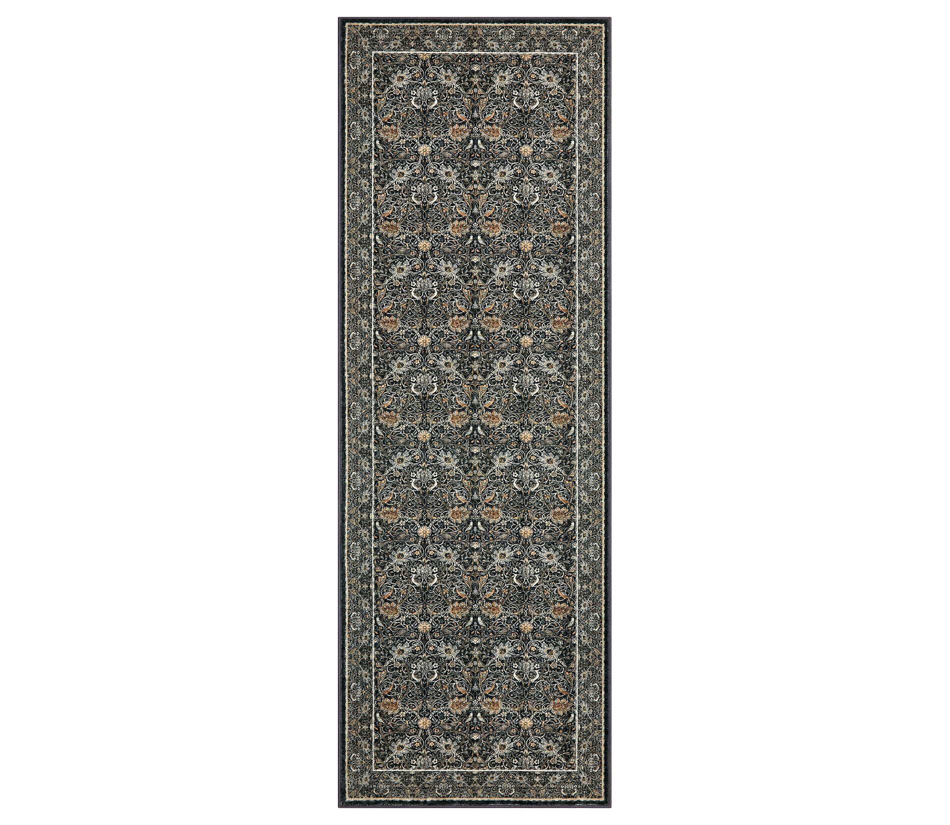 Vintage Floral Washable Area Rugs, Soft Boho Forest Botanical Flower Carpet Thin Non Slip Low Pile