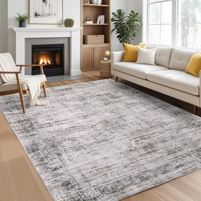 Soft Vintage Distressed Low Pile Washable Large Indoor Area Rug for Living Room Bedroom Dining Room