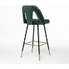 28" Bar Stools Set of 2, Velvet Upholstered Counter Height Barstools with Nail Head Decoration, Tall Barstools Pub Chairs with Back Support Footrest - 3 of 4