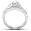 Pompeii3 1/2 Ct Halo Round Diamond Vintage Engagement Wedding Ring Set 10k White Gold - 2 of 4