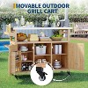 Outdoor Grill Cart with Stainless Steel Top, Mobile Kitchen Island with Storage Cabinet, Spice Rack & Wheels for BBQ Patio - 4 of 4