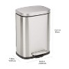 Basics Smudge Resistant Mini Rectangular Trash Can With Soft-Close Foot Pedal, Brushed Stainless Steel - 4 of 4