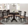5-Piece Round Cappuccino Finish Solid Wood Top Dining table with 4 Chairs with - 2 of 4