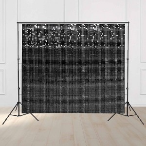 Instahibit 10x7 FT Shimmer Wall Backdrop with Stand 72 Pcs Panels Decor for Wedding Party Black - 1 of 4