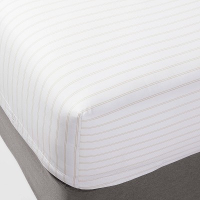 King 300 Thread Count Ultra Soft Printed Fitted Sheet  Khaki Stripe - Threshold™