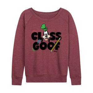 Women's - Disney - Class Goof Lightweight French Terry Wide Neck Long Sleeve Shirt - 1 of 4