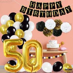 KatchOn, Happy 50th Birthday Decoration Set - Pack of 48 | Gold 50 Balloon Number 40 Inch | 50th Birthday Decorations for Men and Women - 1 of 4