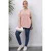 Women's Round Neck Split Hem Short Sleeve T-Shirt Casual Basic Stretchy Cotton Tee Summer Top - 4 of 4