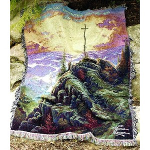 Manual Woodworks and Weavers Woven Tapestry Throw – Thomas Kinkade Sunrise with Verse 50x60 - 1 of 3