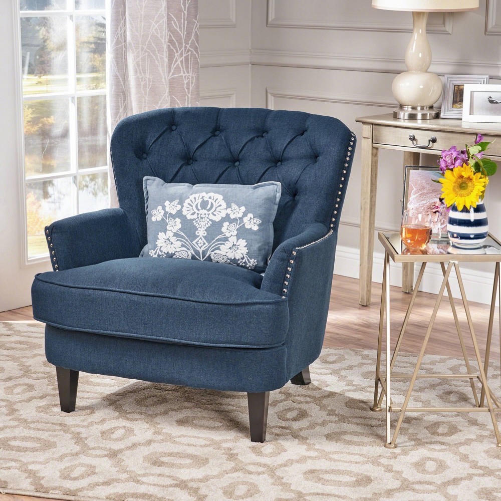 Tafton Tufted Club Chair Navy - Christopher Knight Home
