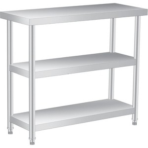 Stainless Steel Work Table, 3-Tier Commercial Metal Prep Table with Casters, Rust-Resistant Utility Tables - 1 of 4