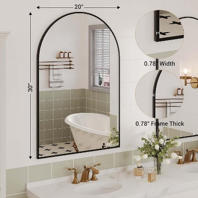 20" x 30" Black Aluminum Arched Wall Mirror