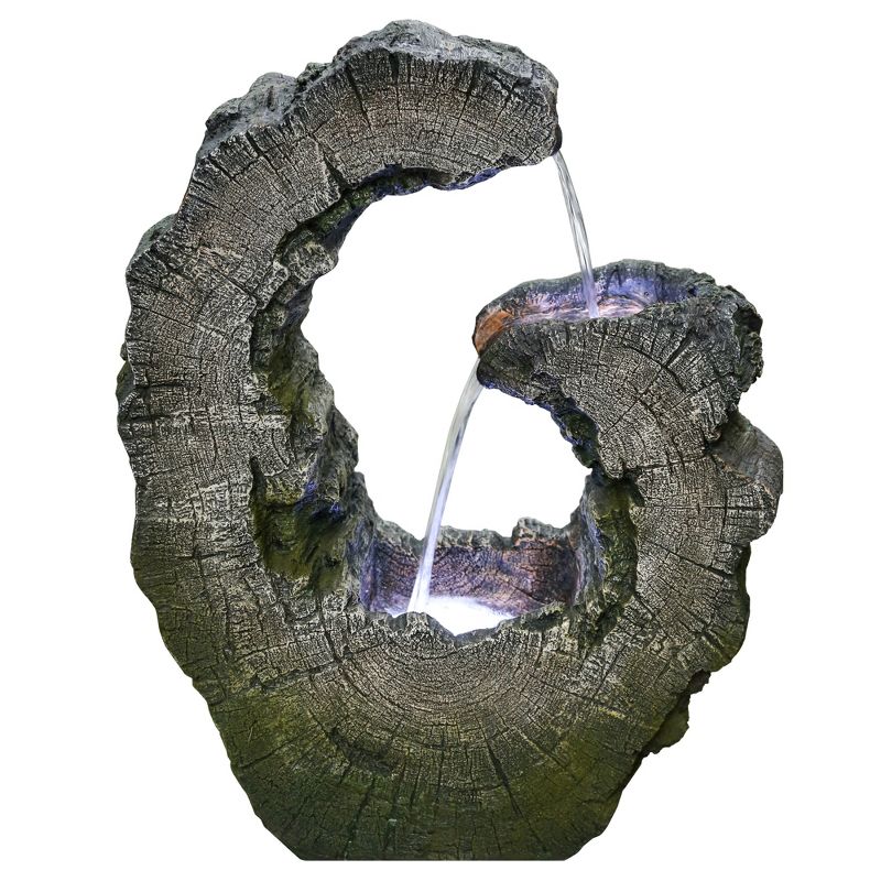 Northlight Lighted Tree Trunk Waterfall Outdoor Garden Water Fountain - 26", 1 of 4