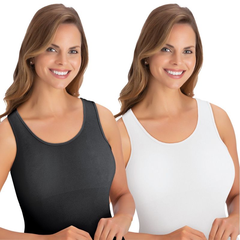Collections Etc Ultra-Comfortable Seamless Control Shaper Camisoles 2-Pack, 2 of 5
