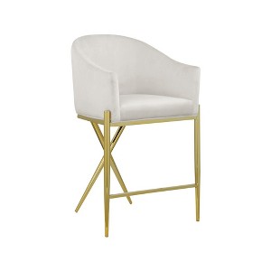 Meridian Furniture,Xavier Cream Velvet Counter Stool - 1 of 4