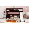 Streamdale Bunk Bed With Slide, Full Over Full Low Bunk Bed With Fence And Ladder For Toddler Kids Teens, Espresso - 3 of 4