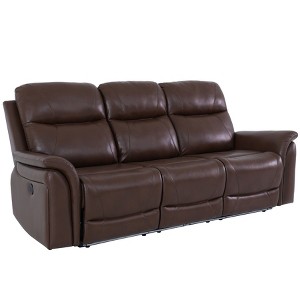 Tribesigns Breathing Leather Recliner Sofa with Adjustable Angle, Storage, Wireless Charger & LED Lighting, Reddish Brown for Living Room. - 1 of 2