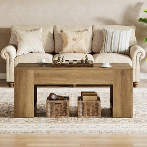 Hommoo Farmhouse Coffee Table with Storage Rustic Brown - 1 of 4