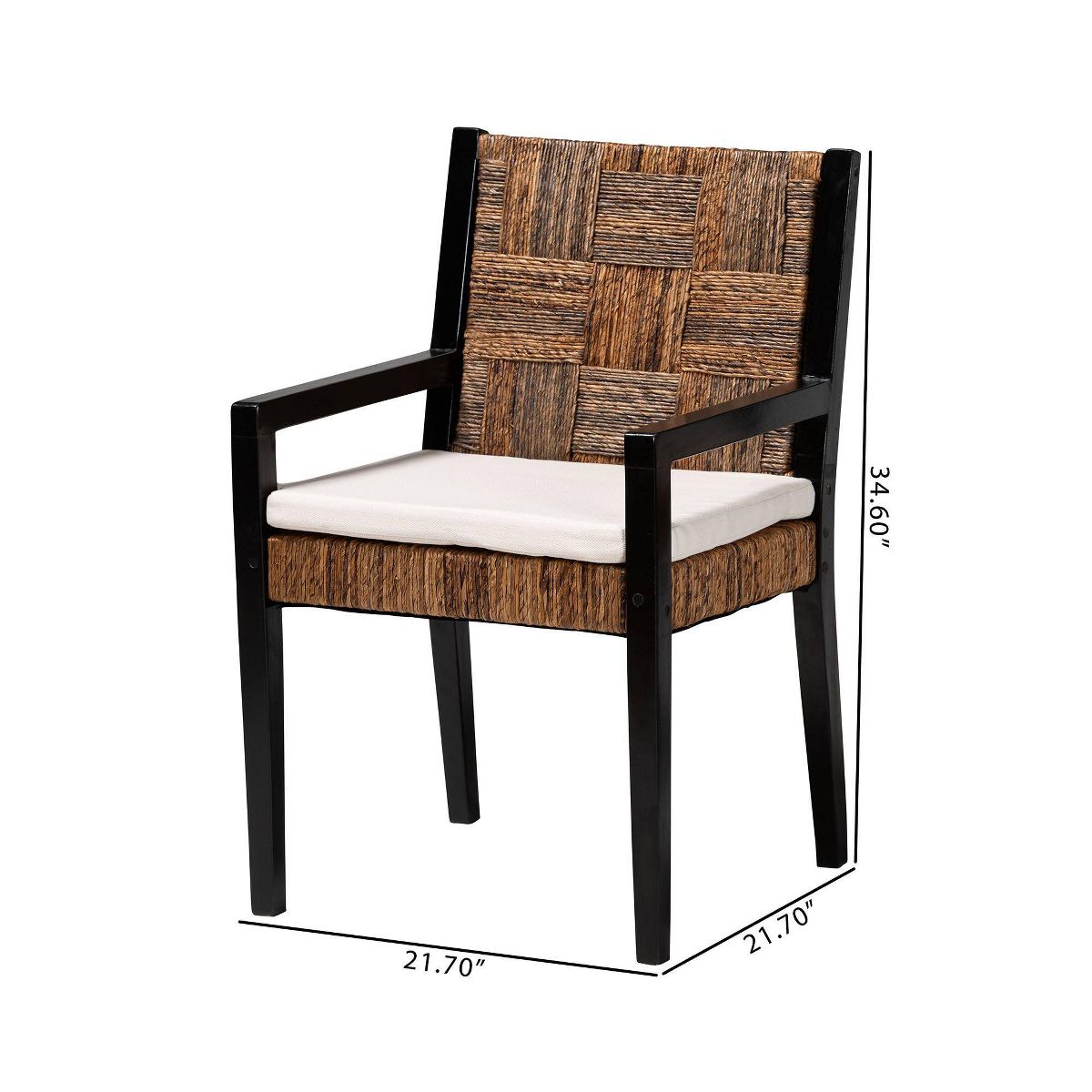 bali & pari Raniya 2  Piece Handwoven Seagrass Armchairs Natural Brown/Black - thumbnail 7