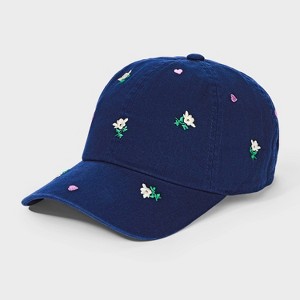 Good Day Floral Baseball Hat - Universal Thread™ Navy Blue - 1 of 4