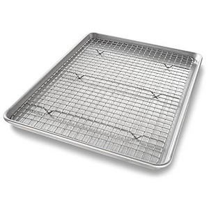 USA Pan Bakeware Half Sheet Baking Pan and Bakeable Nonstick and Cooling Rack Set, Metal - 1 of 4