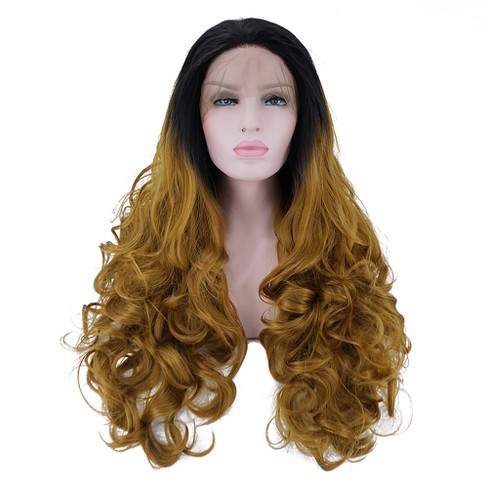 Unique Bargains Women Long Body Wave Lace Front Wigs 24