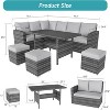 Garvee 7 Piece Outdoor Sectional Sofa with Dining Table,Patio Sectional Sofa Conversation Set All Weather Wicker Rattan Couch Dining Table & Chair - 4 of 4