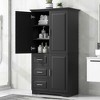 MAYEERTY White Tall Wide Storage Cabinet with Doors 3 Drawers for Bathroom Office - 3 of 4