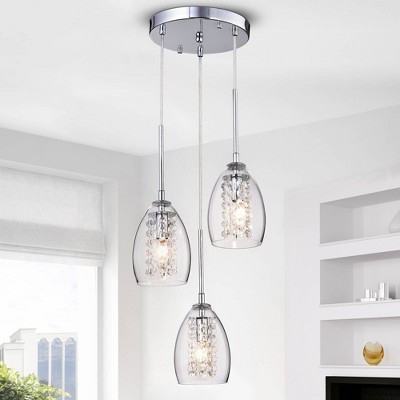 Sophisticated Wine Cup Chrome Pendant with Crystal Accents