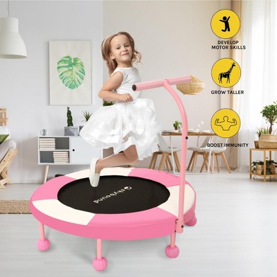 UNISOAR 36 Inch Indoor Trampoline for Kids Toddler Trampoline with Upgraded 2.0mm Steel Pipe and Handlebar - Mini Indoor Trampoline for Kids Age 3 Up