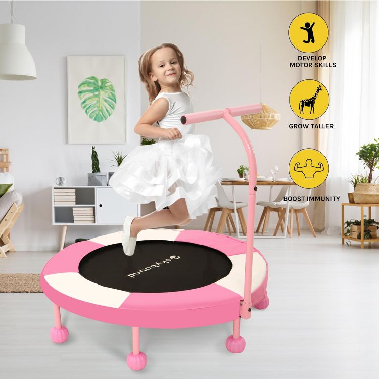 UNISOAR 36 Inch Indoor Trampoline for Kids Toddler Trampoline with Upgraded 2.0mm Steel Pipe and Handlebar - Mini Indoor Trampoline for Kids Age 3 Up, 4 of 7