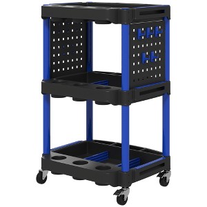 3-Tier Rolling Tool Cart, 200 LBS Capacity Plastic Utility Cart with Side Shelves for Garage, Workshop - 1 of 4